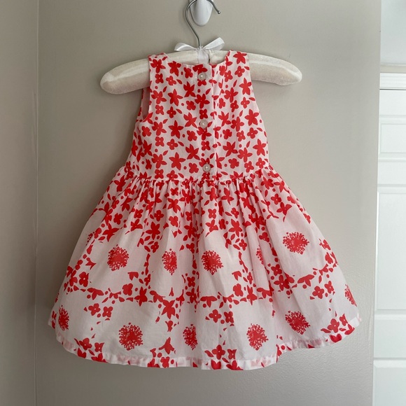 Beautiful baby dress by Crazy 8, white with red floral print, size 6-12m - Picture 2 of 6